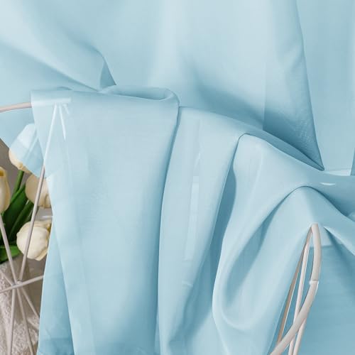 Sky Blue Sheer Curtains 63 Inches Long 2 Panels (Sky Blue / 42"W x 63"L (Pack of 2))