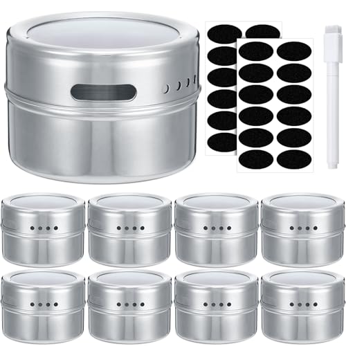 8 Pack Magnetic Spice Jars for Refrigerator