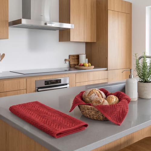 100% Cotton Kitchen Towels 15x25 in (Red)