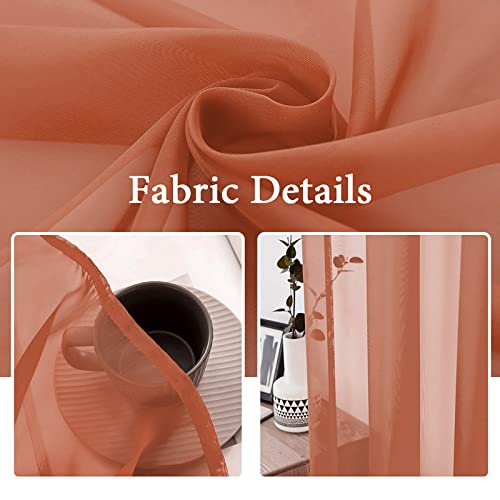 Fall Burnt Orange Sheer Curtains 54 X 45 Inches (Burnt Orange / 54"W x 45"L (Pack of 2))
