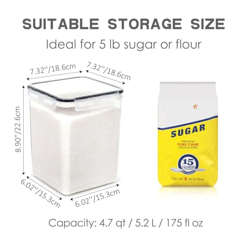 Large Food Storage Containers with Lids Airtight 5.2L (5.2 L)