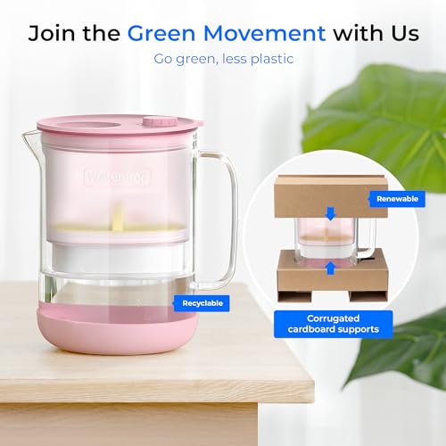 PT 72P Glass Water Filter Pitcher (Pink)