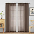 Chocolate Sheer Curtains for Window 72 inches Long 2 Panels Set (42"W x 72"L (Pack of 2) / Chocolate)