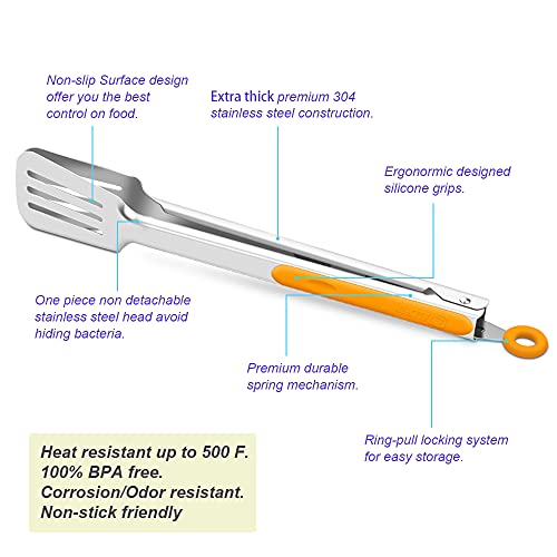 Kitchen & Grill Tongs Set of 2 (Orange)