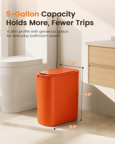 5 Gallon Automatic Bathroom Trash Can with Lid (Orange)