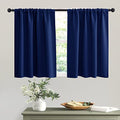 Short Blackout Curtains for Small Bedroom Kitchen Cafe Window (Marine Blue / 42"W x 36"L (Pack of 2))
