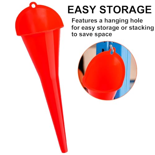 3-Pack Long-Neck Oil Funnels, 11" Multi-Purpose Funnels for Automotive & Motorcycle Use – Reusable Funnel for Oil, Gas & Transmission Fluid (Red) (Red)