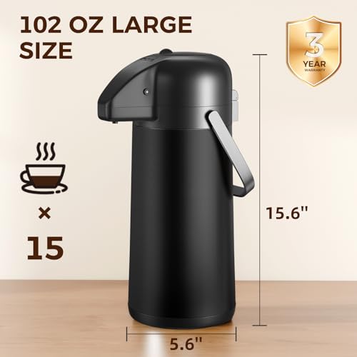 Coffee Carafe for Keeping Hot (Black / 102 Ounces)