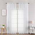 White Sheer Curtains 90 Inches Long 2 Panels (White / 59"W x 90"L (Pack of 2))
