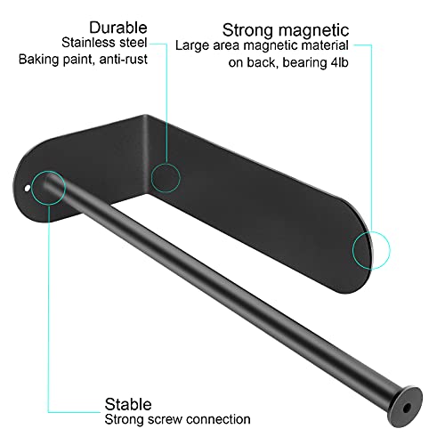 Kitchen Magnetic Stainless Steel Paper Towel Holder for Refrigerator (Black / 12 inches)