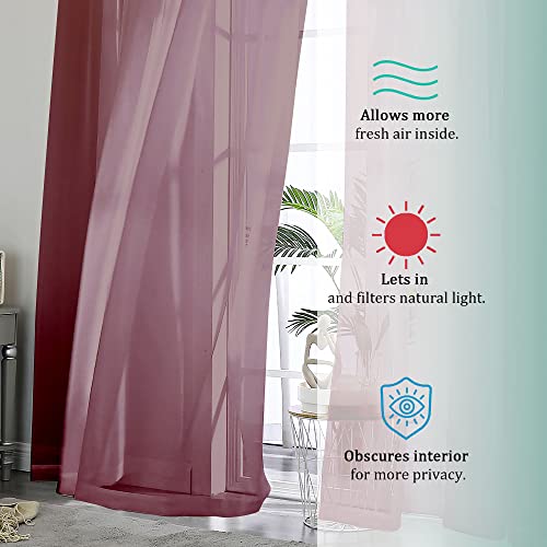 Burgundy Sheer Curtains 84 inch Length 2 Panels Set (Burgundy / 42"W x 84"L (Pack of 2))