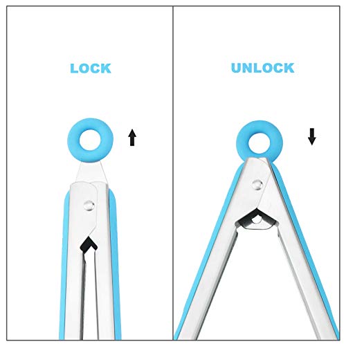 3 Pack Silicone Kitchen Tongs (Blue)