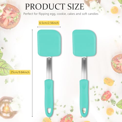 2 Pcs Mini Silicone Cookie Brownie Spatula (Solid Flat / Green)