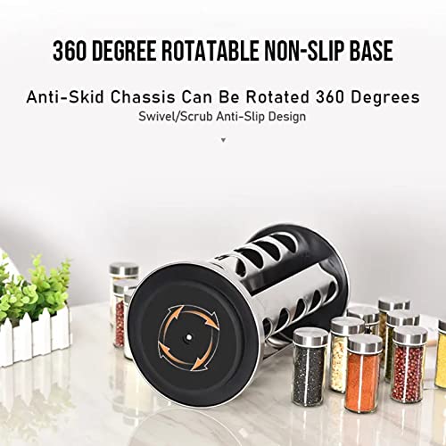 20 Jar Stainless Steel Rotating Spice Rack with Non (Sliver)