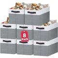 8 Pack Closet Organizers and Storage Bins (8pcs - Rectangular 16"x12" / White with Grey)
