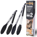 Kitchen Tongs Set (Pack of 2 Black (9" & 12"))