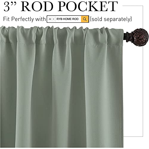 Blackout Curtains for Bedroom Living Room Nursery 63 inches Long (Grayish Green / 42"W x 63"L (Pack of 2))