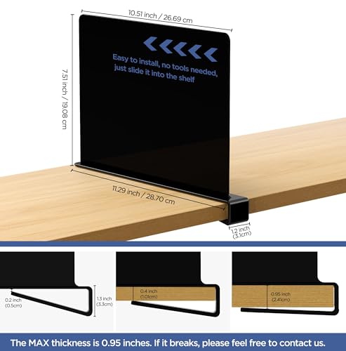 6 Black Shelf Dividers (Black / 6 PCS)