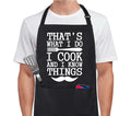 Funny Apron for Men 100% Cotton That's What I Do I Cook And I Know Things Adjustable Bib Aprons with 2 Pockets Grill Kitchen Cooking BBQ Black (That's What I Do I Cook and I Know Things)