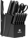 15 Piece Kitchen Knife Set with Block (Black)