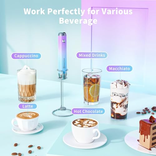 LunaFro Rechargeable Milk Frother (Purple and Blue)