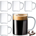 Set of 6 Ultra Durable Sleek Glass Irish Coffee Mugs with Handle