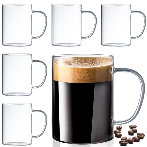 Set of 6 Ultra Durable Sleek Glass Irish Coffee Mugs with Handle