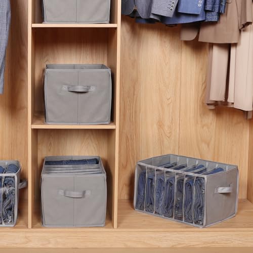 Wardrobe Clothes Organizer Jeans Organizer for Closet (Grey)