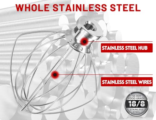K45WW Stainless Steel 6 Wire Whip for KitchenAid 4.5 (Dishwasher Safe)