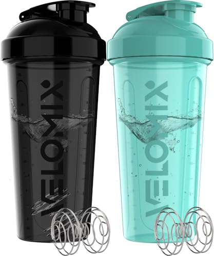 2 Pack 28oz Protein Shaker Bottle (A5) Black / Turquoise)