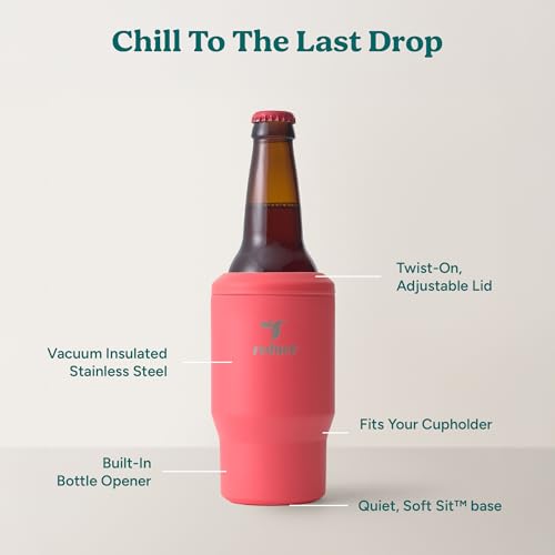 4-in-1 Drink Cooler - Versatile Can & Bottle Holder with Vacuum Insulation - Keeps Drinks Cold Up to 4 Hours - Includes Bottle Opener - Fits Cupholders & Dishwasher Safe - 14oz - Daiquiri (Daiquiri / Single)