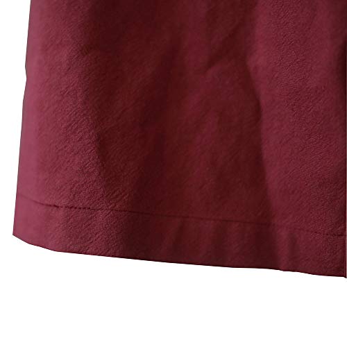 Soft Cotton Linen Apron Solid Color Halter Cross Bandage Aprons Japan Japanese Style X Shape Kitchen Cooking Clothes Gift for Women Chef Housewarming (Dark Red)