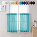 Turquoise Sheer Curtains 36 inch Length 2 Panels (Turquoise / 42"W x 36"L (Pack of 2))