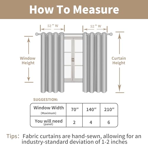 80 Inches Long Natural Linen Curtains for Living Room 2 Panels Set (52"W x 80"L (Pack of 2) / Natural)