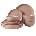 Rockaway 12 Piece Plates and Bowls Matte Outside (Service for 4 (12pcs) / Pink (Rockaway - Matte/Shiny))