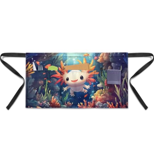 Axolotl Print Server Apron with 3 Pockets (Axolotl)