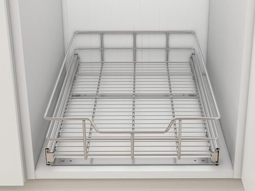 Pull Out Cabinet Organizer 9" W X 17" D (1 Tier - Chrome-Plated / 9" W X 17" D)