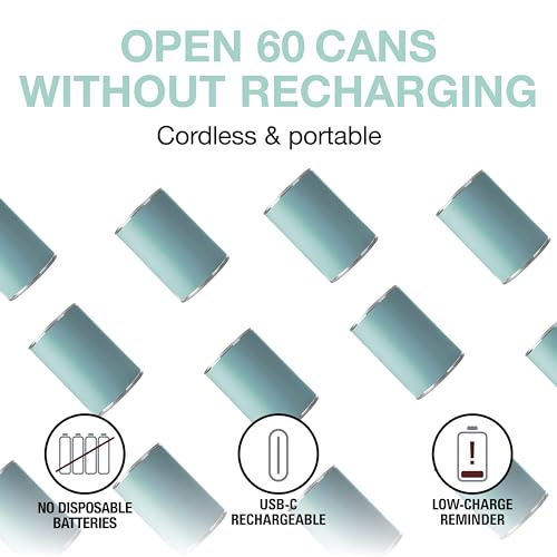 Hands Free Cordless USB Rechargeable Electric Can Opener (Mint)
