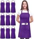 Bib Aprons 10 Pack Adjustable With 2 Pockets (10 Pack / Purple)