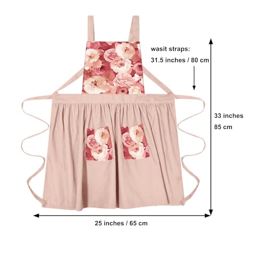 Aprons for Women with Pockets (Pink)