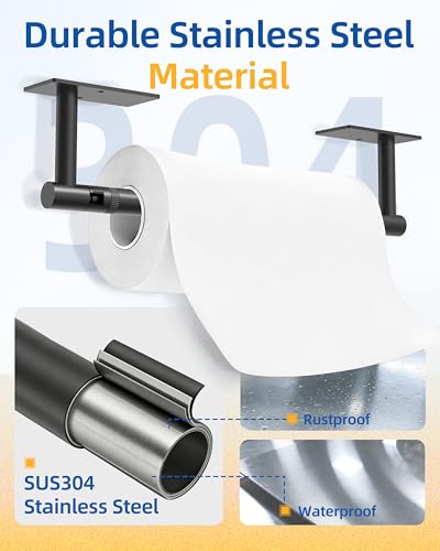 Paper Towel Holder Under Cabinet (Matte Black / Standard - Rectangle)