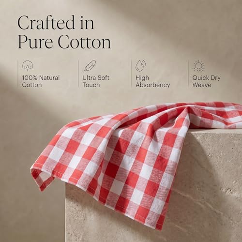 Kitchen Towels Cotton Dish Towels 20”x30” (20" x 30" (Set of 6) / 019 Red/White - Check)