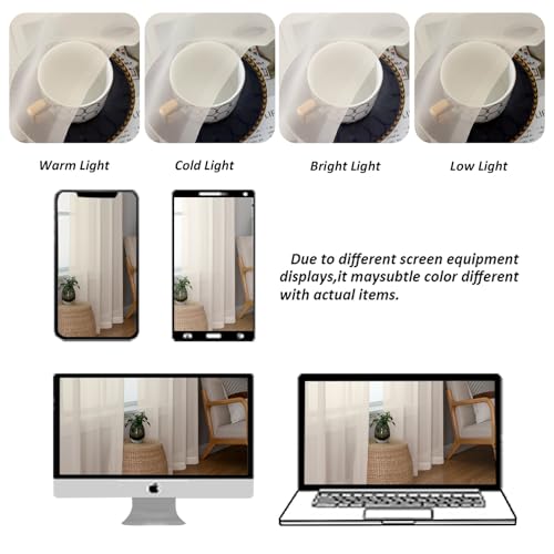 Cream Sheer Curtains 54 Inch Long 2 Panels (Cream / 42"W x 54"L (Pack of 2))