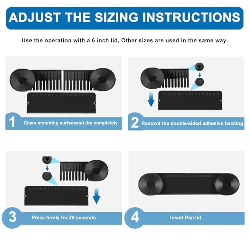 4 Pack Pot Lid Organizer for Cabinet Door (Black)