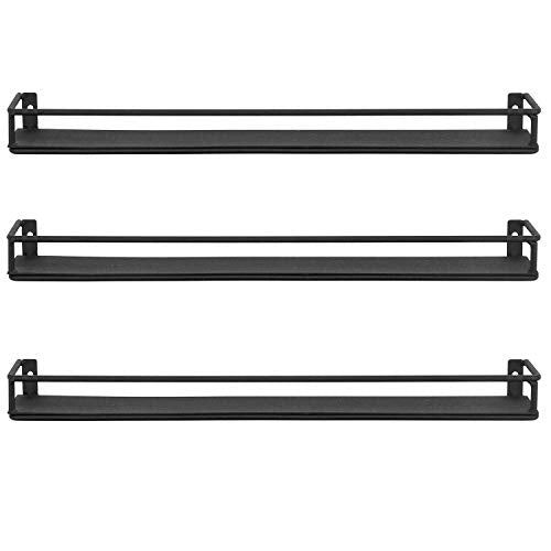 Set of 3 Black Metal Wall Mounted Display Shelves Nail Polish Rack (Black / Set of 3)