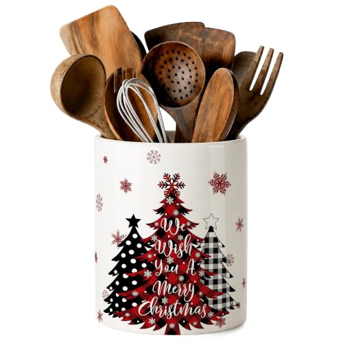 Christmas Tree Ceramic Utensil Crock (Christmas)