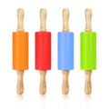 4 Pack Mini Rolling Pin for Kids 9 Inch Wooden Handle (orange + red + blue + green)