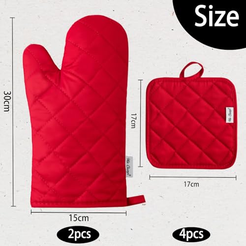 Oven Mitts and Pot Holders Sets (Red)