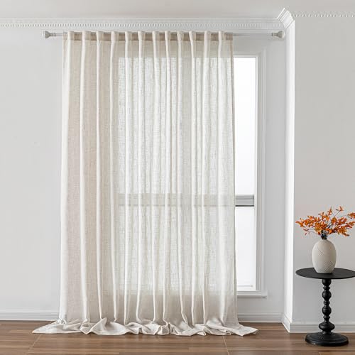 Linen Curtains 95 Inches Long for Sliding Glass Door (100"W x 95"L (Pack of 1) / Linen)