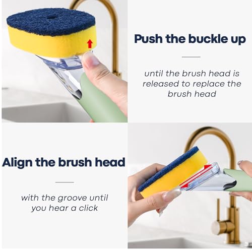 Dish Brush with Soap Dispenser (Green)
